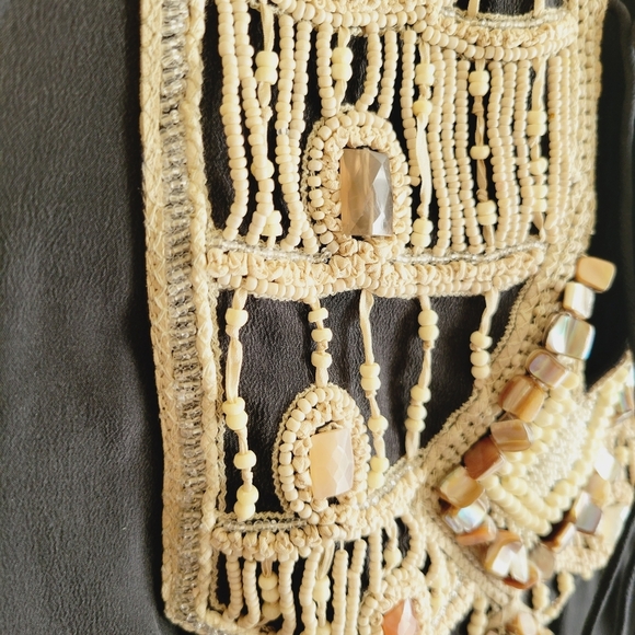 Allsaints Arcadian Black Maxi Dress Beaded Embellished Silk - Picture 13 of 15